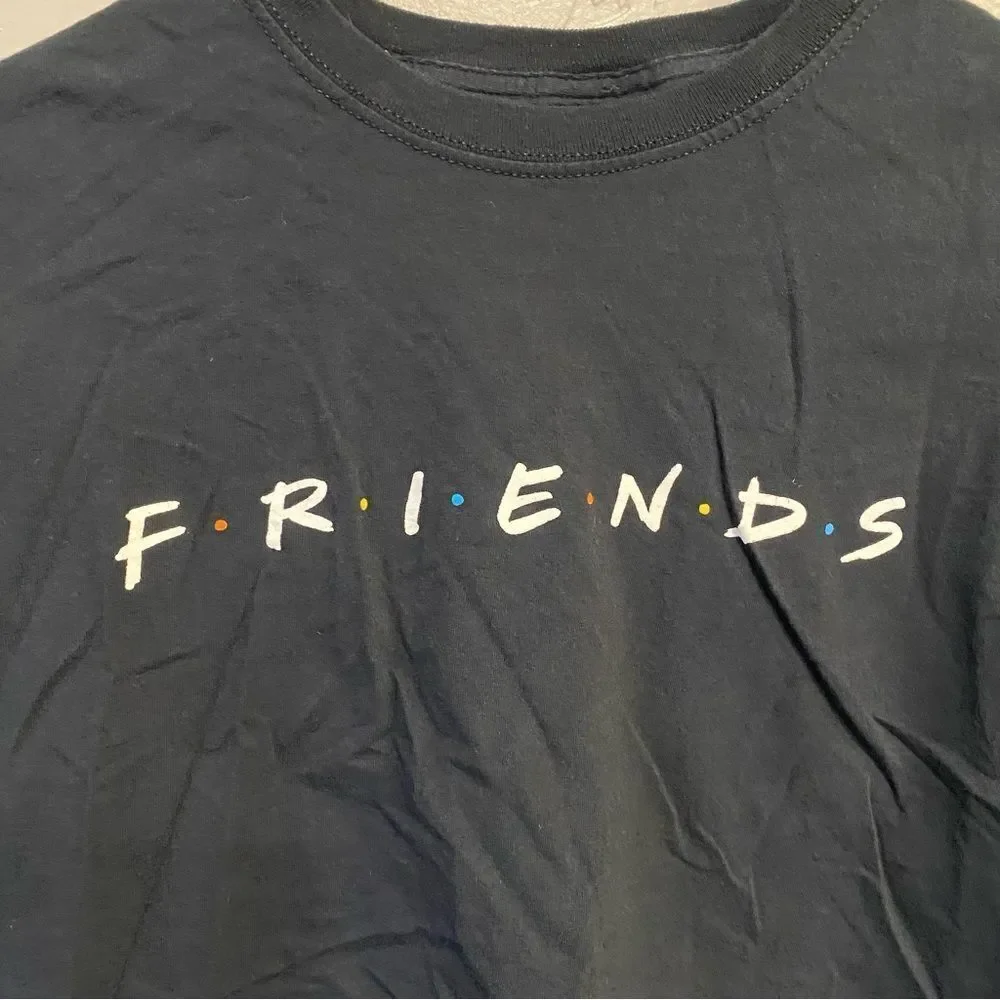 Friends The TV Series Raw Hem Short Sleeve Crop Tee Black Size Medium - Picture 4 of 5